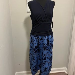 Navy Blue Peplum midi dress NWT by Enfocus Studio